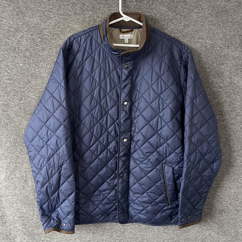 Peter Millar Jacket Mens XL Blue Quilted Insulated Microfiber Packable